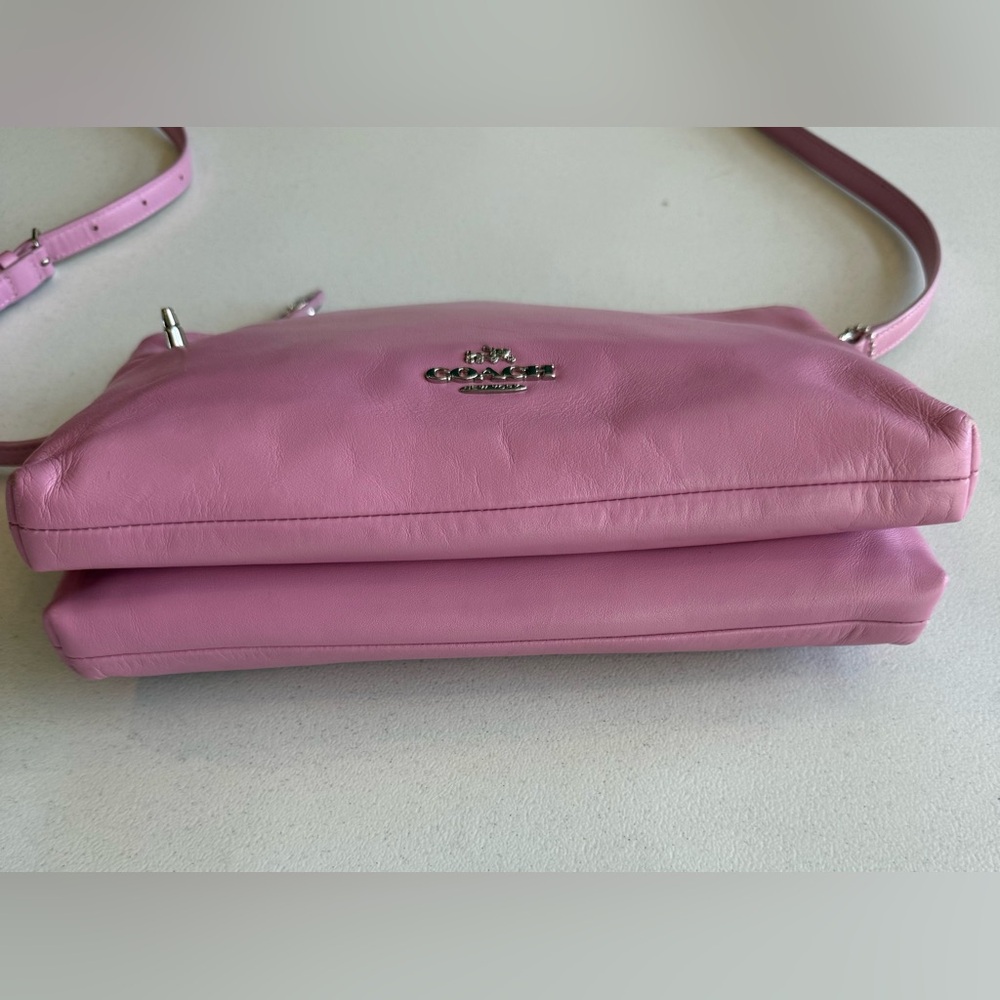 Coach Crosby 36552 Pink Crossbody Calf Leather Double Zipper TurnLock Purse - Picture 16 of 16